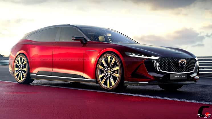 对标宝马M340i/经典瓦罐造型 马自达MAZDA EZ-6旅行版假想图！
